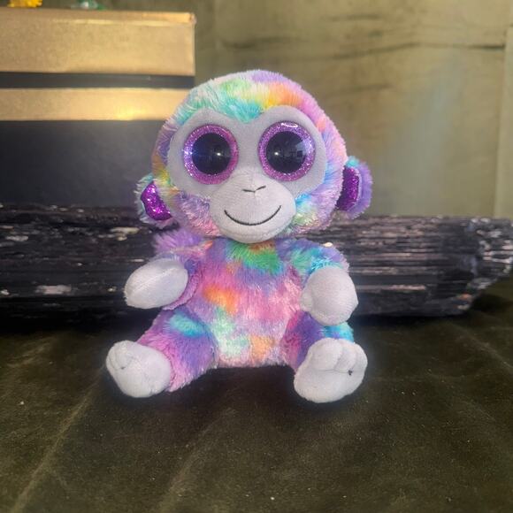 Zuri TY Beanie Baby Rainbow Monkey Plush 2000s EUC Sewn Tag Only - Picture 1 of 4